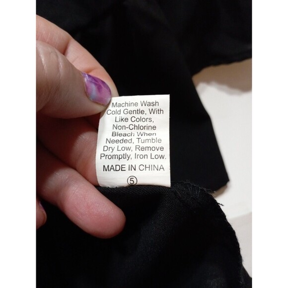 Black Size Lg Shein Dress Long Sleeve Ruffle Bodice Hem Cuffs Elastic Waist - Picture 9 of 10